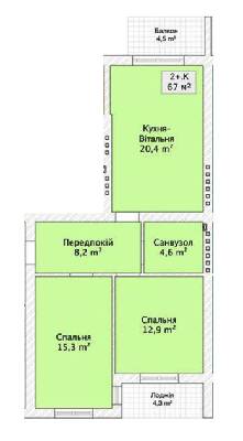 2-кімнатна 67 м² в ЖК по пров. Сквозний, 31 від 23 050 грн/м², Вінниця