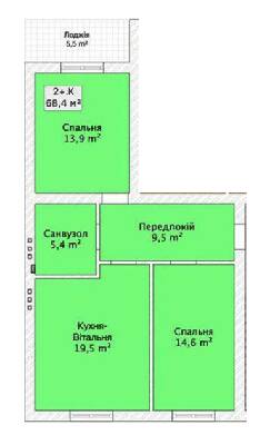 2-кімнатна 68.4 м² в ЖК по пров. Сквозний, 31 від 21 400 грн/м², Вінниця