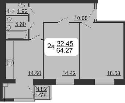 2-комнатная 64.27 м² в ЖК Семейный комфорт от 12 150 грн/м², Винница
