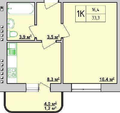 1-комнатная 33.3 м² в ЖК Учительський от 14 950 грн/м², Винница