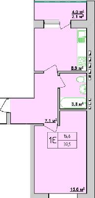1-комнатная 37.5 м² в ЖК Учительський от 14 950 грн/м², Винница