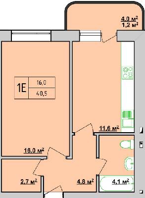 1-комнатная 40.5 м² в ЖК Учительський от 14 950 грн/м², Винница