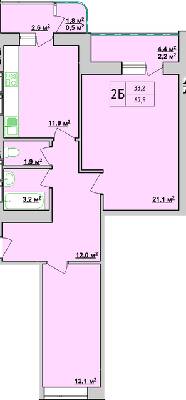 2-кімнатна 67.5 м² в ЖК Учительський від забудовника, Вінниця