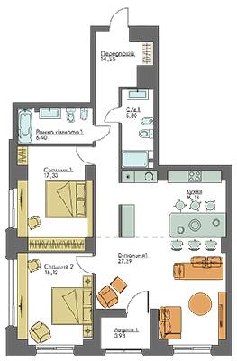 3-кімнатна 107.55 м² в ЖК Resident Concept House від 69 600 грн/м², Київ