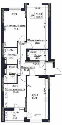 3-комнатная 88.88 м² в ЖК POLARIS Home&Plaza от 20 971 грн/м², Киев