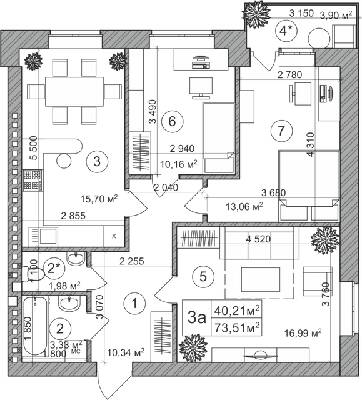 3-комнатная 73.51 м² в КД Greenwood от 27 850 грн/м², Киев