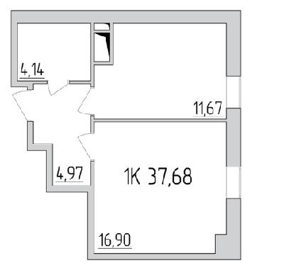 1-комнатная 37.68 м² в ЖК Тридцать восьмая жемчужина от 52 850 грн/м², Киев