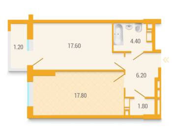 1-комнатная 49.8 м² в ЖК Караваевы Дачи от 39 500 грн/м², Киев