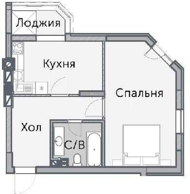 1-комнатная 46.12 м² в КД На Радистов от 27 000 грн/м², Киев