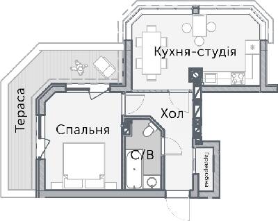 1-комнатная 54.83 м² в КД На Радистов от 27 000 грн/м², Киев