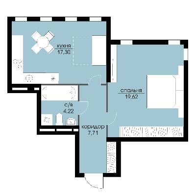 1-комнатная 48.84 м² в ЖК Echo Park 2 от 23 700 грн/м², с. Петропавловская Борщаговка