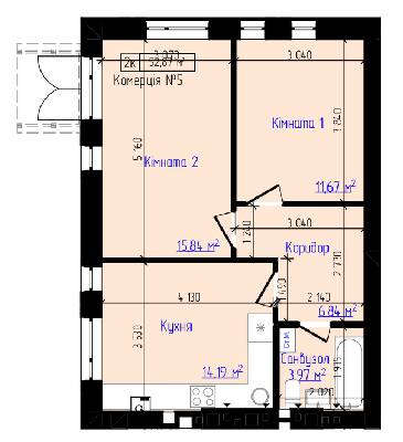 2-кімнатна 52.87 м² в ЖК Viking Home від 19 000 грн/м², м. Ірпінь