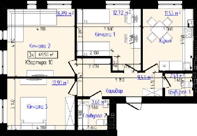3-кімнатна 69.5 м² в ЖК Viking Home від 19 000 грн/м², м. Ірпінь