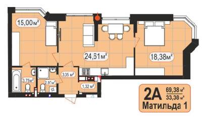 2-кімнатна 69.38 м² в ЖК Мюнхаузен 2 від 25 500 грн/м², м. Ірпінь