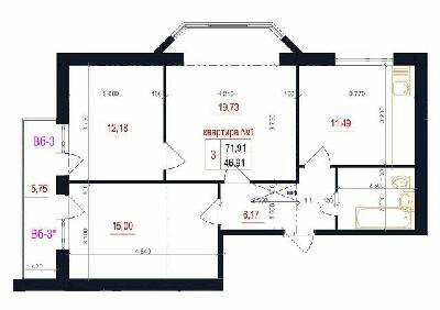 3-кімнатна 71.91 м² в ЖК Family від 22 050 грн/м², с. Гатне
