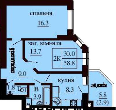 2-кімнатна 58.8 м² в ЖК Софія Сіті від забудовника, с. Софіївська Борщагівка