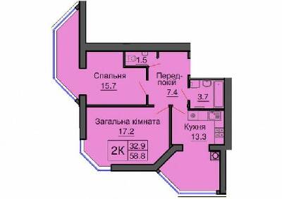 2-кімнатна 58.8 м² в ЖК Софія Сіті від 22 500 грн/м², с. Софіївська Борщагівка