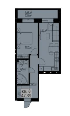 1-комнатная 52.92 м² в КД Новооскольський от застройщика, г. Ирпень