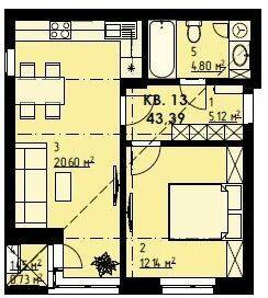 1-комнатная 43.39 м² в КД Покрова 3 от 14 000 грн/м², г. Ирпень