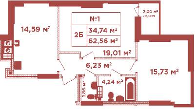 2-кімнатна 62.56 м² в ЖК Crystal Avenue від 17 900 грн/м², с. Петропавлівська Борщагівка