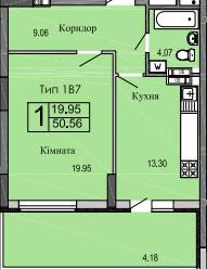 1-комнатная 59.25 м² в ЖК River House от 19 000 грн/м², г. Украинка