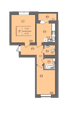 2-кімнатна 61.64 м² в ЖК Жасмін від 15 000 грн/м², м. Ірпінь