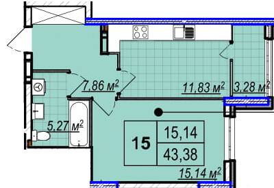 1-комнатная 43.38 м² в ЖК Park Plaza от 29 900 грн/м², пгт Чабаны
