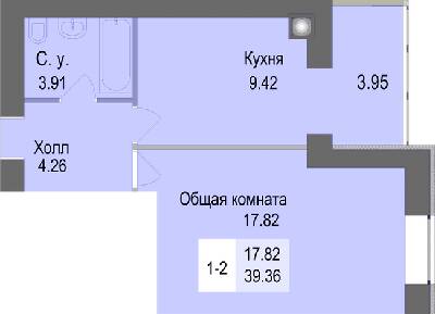 1-комнатная 39.36 м² в ЖК Софиевская сфера от 17 300 грн/м², с. Софиевская Борщаговка