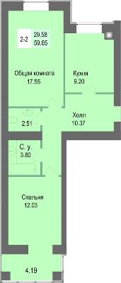 2-комнатная 59.65 м² в ЖК Софиевская сфера от 17 000 грн/м², с. Софиевская Борщаговка