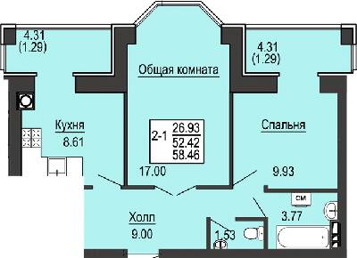 2-кімнатна 58.46 м² в ЖК Софіївська сфера від 17 000 грн/м², с. Софіївська Борщагівка