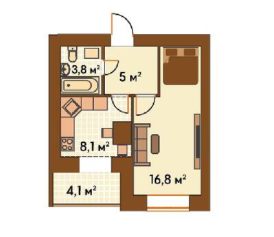 1-комнатная 37.8 м² в ЖК Киевский от 19 250 грн/м², г. Ирпень
