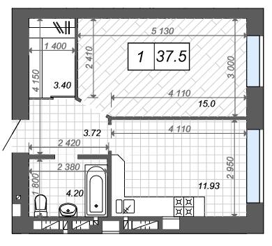 1-кімнатна 37.5 м² в ЖК Нові Метри Center від 22 500 грн/м², м. Ірпінь