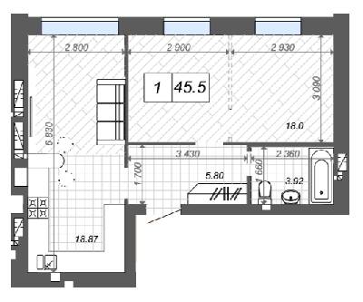 1-кімнатна 45.5 м² в ЖК Нові Метри Center від 25 000 грн/м², м. Ірпінь