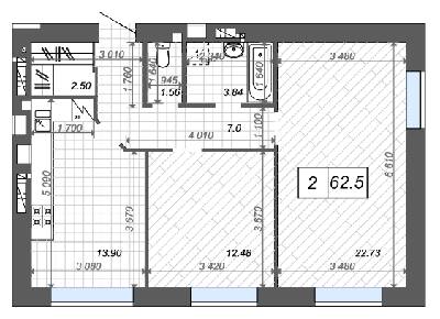 2-комнатная 62.5 м² в ЖК Новые Метры Center от 25 500 грн/м², г. Ирпень