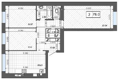 3-кімнатна 76 м² в ЖК Нові Метри Center від 24 000 грн/м², м. Ірпінь