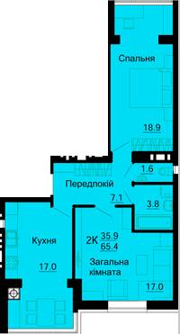 2-комнатная 65.4 м² в ЖК Львовский маеток от застройщика, с. Софиевская Борщаговка