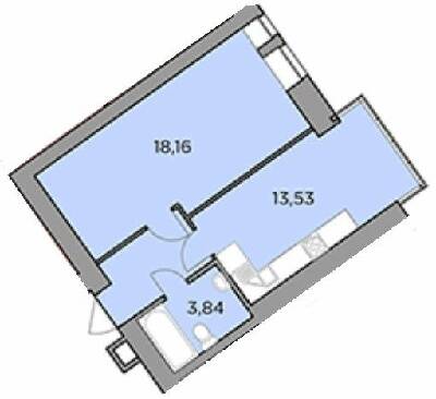 1-комнатная 39.4 м² в ЖК Родной от 23 000 грн/м², с. Гатное