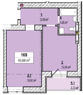 3-комнатная 43.68 м² в ЖК Вышгород Сити Парк от 16 500 грн/м², г. Вышгород