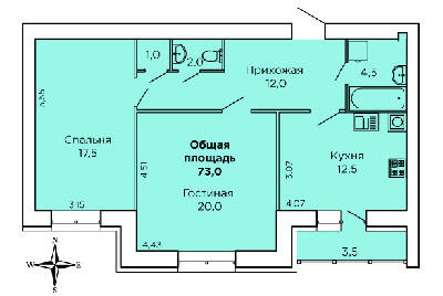 2-комнатная 73 м² в ЖК Levanevsky от 17 900 грн/м², Николаев