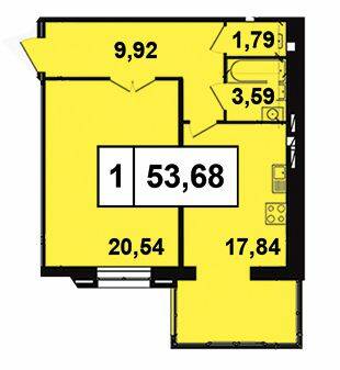 1-кімнатна 53.68 м² в ЖК Грандбуд від 15 500 грн/м², Миколаїв