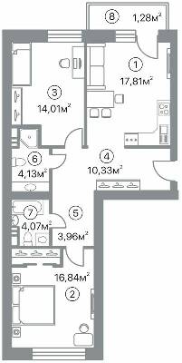 2-комнатная 72.43 м² в ЖК Оскар от 32 000 грн/м², Полтава