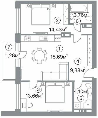 2-комнатная 65.3 м² в ЖК Оскар от 32 000 грн/м², Полтава