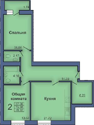 2-кімнатна 78.32 м² в ЖК на вул. Миру, 18В від 17 500 грн/м², Полтава