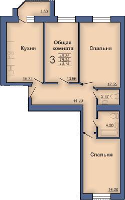 3-кімнатна 79.74 м² в ЖК на вул. Миру, 18В від 17 500 грн/м², Полтава