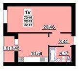 1-кімнатна 42.11 м² в ЖК Лизурний від 18 500 грн/м², Полтава