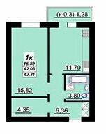 1-комнатная 43.31 м² в ЖК Лазурный от 18 500 грн/м², Полтава