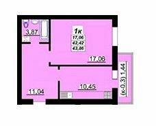 1-комнатная 43.86 м² в ЖК Лазурный от 18 500 грн/м², Полтава