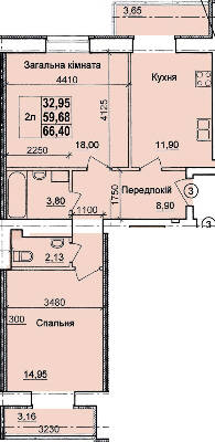2-комнатная 66.4 м² в ЖК по пер. Олега Кошевого, 12 от 13 000 грн/м², г. Кременчуг