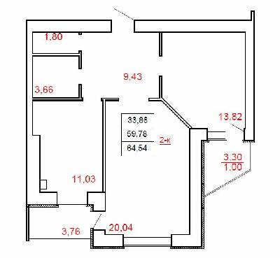 2-комнатная 64.54 м² в ЖК Остров от 13 000 грн/м², г. Миргород