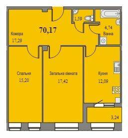 2-кімнатна 70.17 м² в ЖК Парковий від 11 500 грн/м², м. Ромни